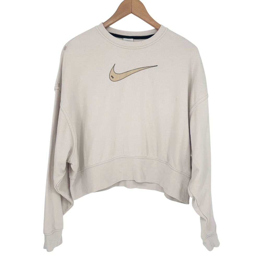 Nike Oversized Cream Logo Pullover Sweater Size XS